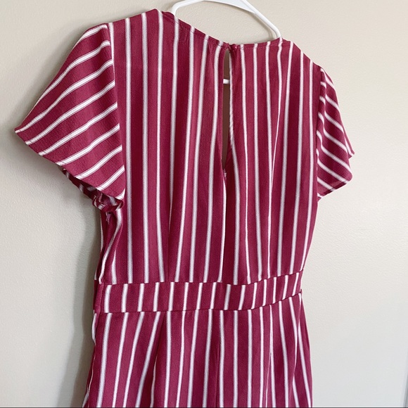 Crystal Sky nautical striped short sleeve romper maroon red - Picture 6 of 6